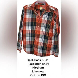 GH BASS  & CO , plaid shirt,men Med ,sportsman ,outdoor,fishing,like new,casual